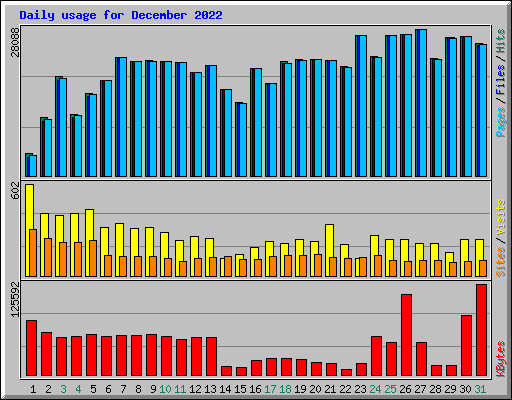 Daily usage for December 2022