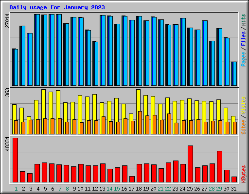 Daily usage for January 2023